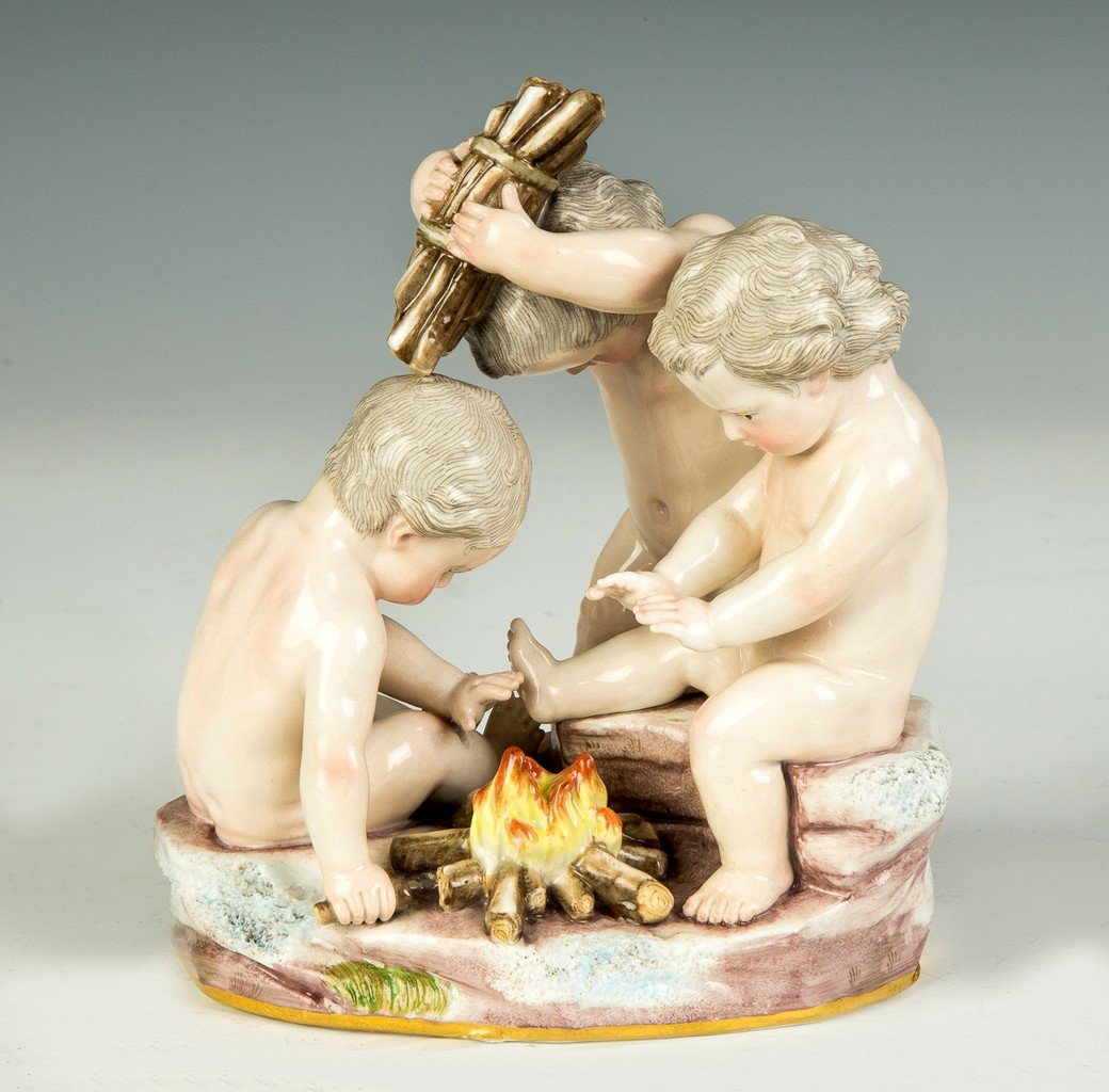 Meissen Figural Group, Children around Campfire (1 of 3)