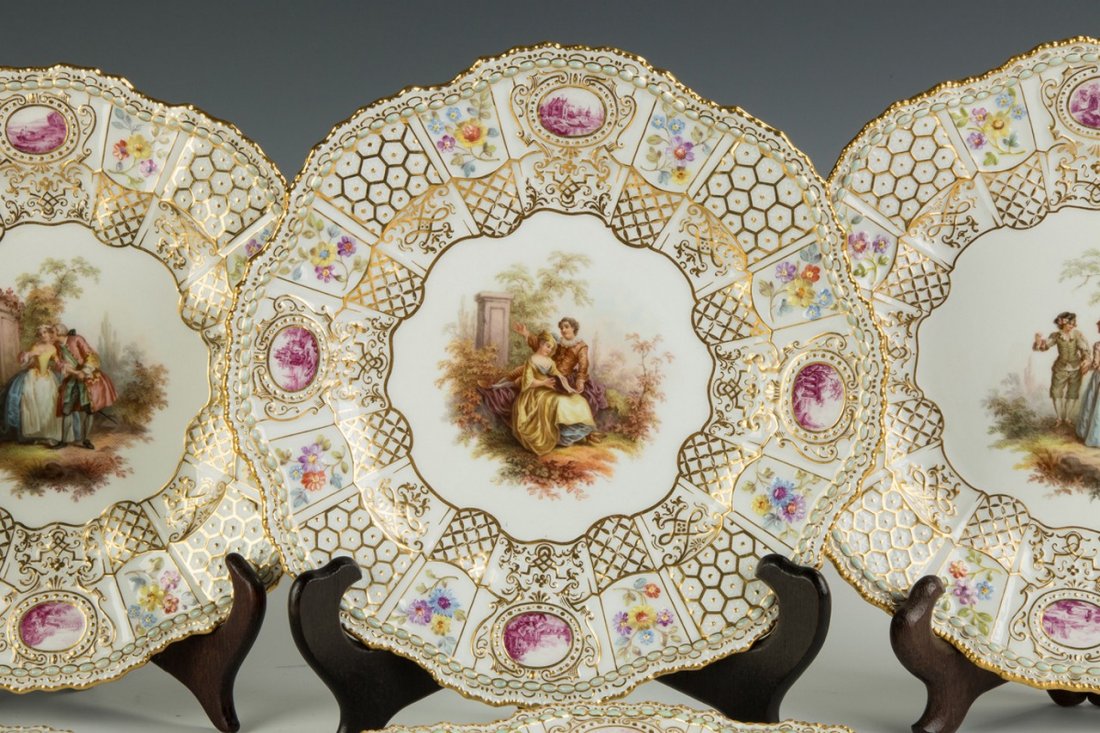 Six Meissen Plates with Courting Couples (1 of 3)