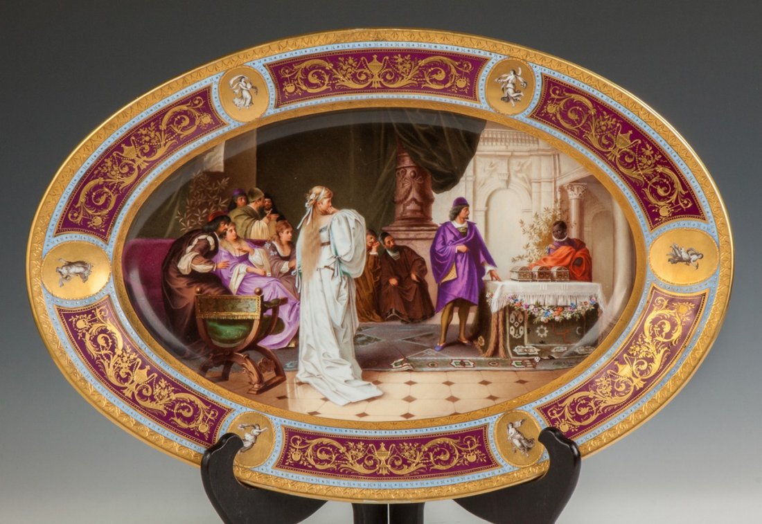 Fine Vienna Hand Painted Porcelain Oval Platter (1 of 3)