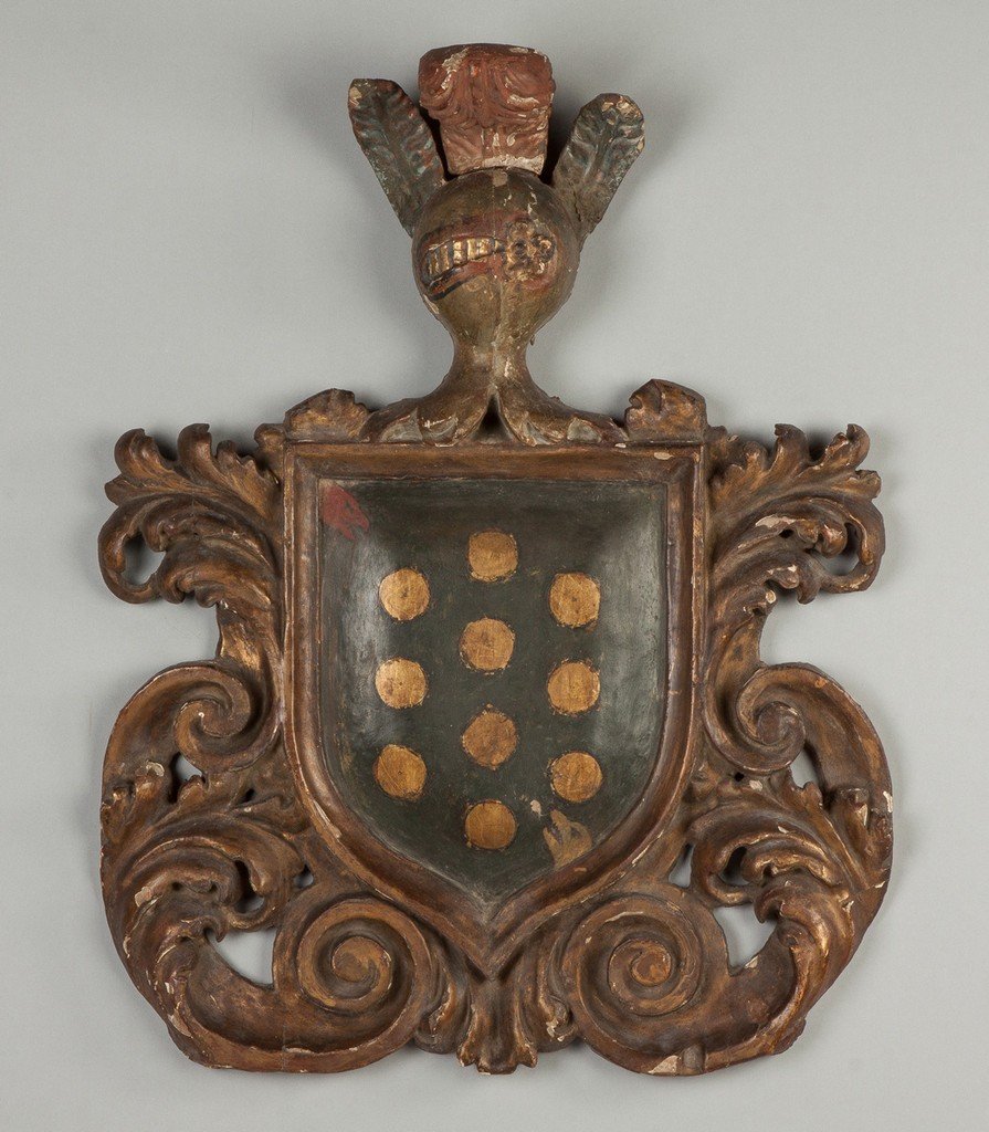 Early Italian Carved and Painted Coat of Arms (1 of 2)