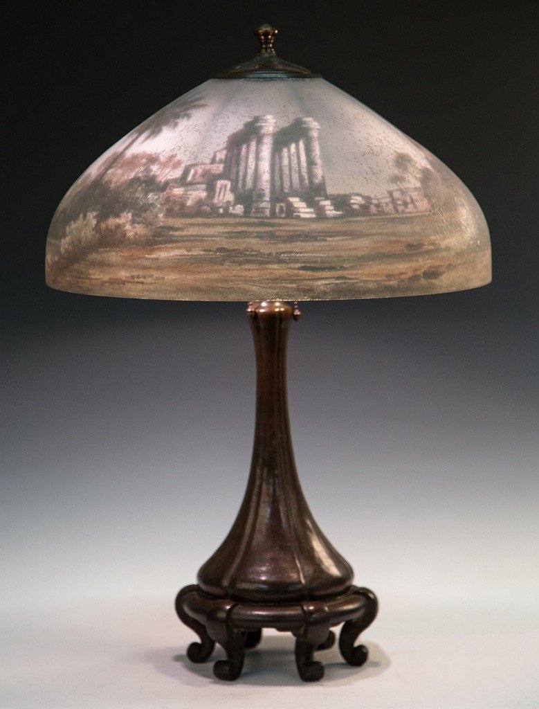 Handel Reverse Painted Egyptian Ruins Lamp (1 of 5)