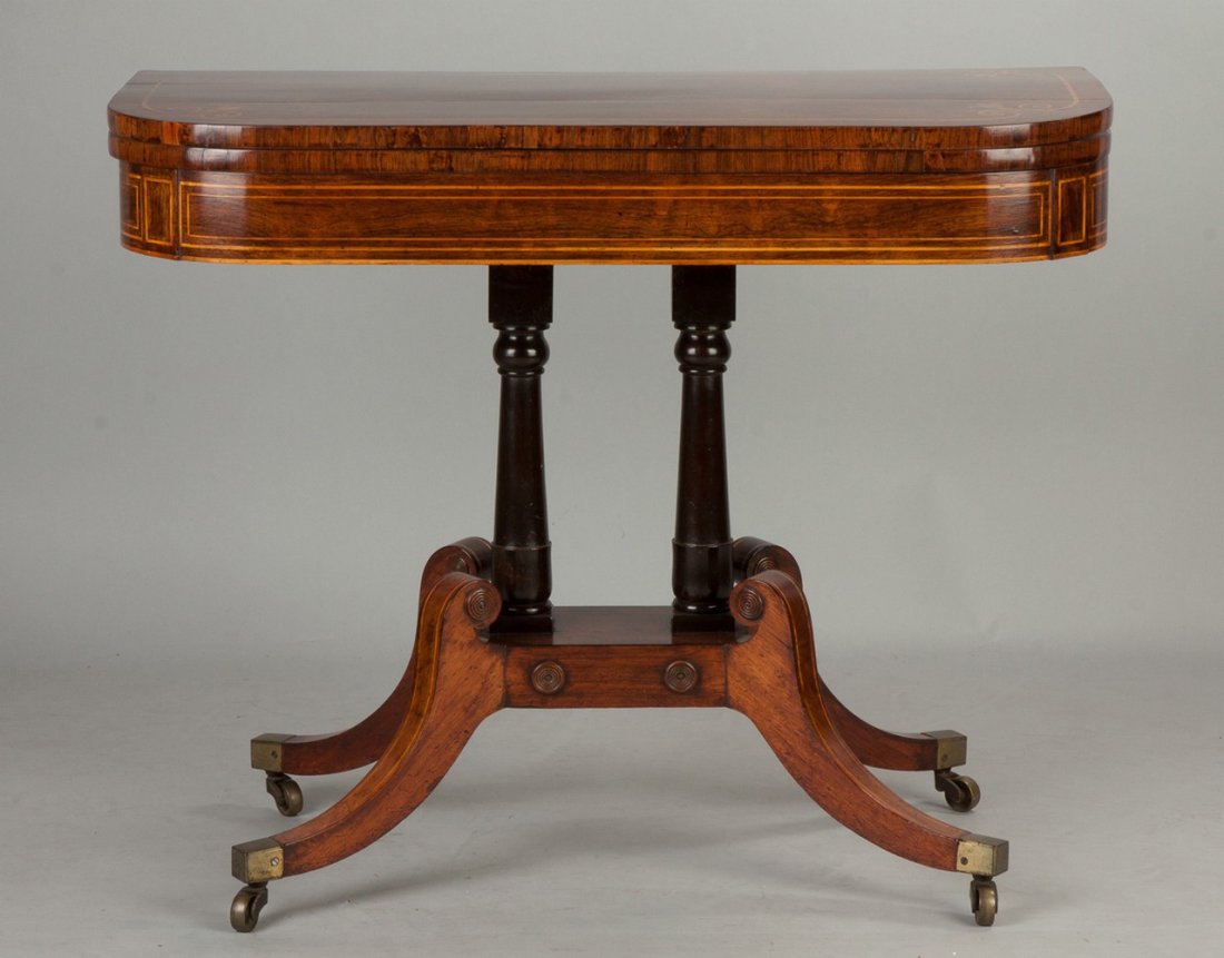 Pair of Regency Rosewood Inlaid Card Tables (1 of 9)