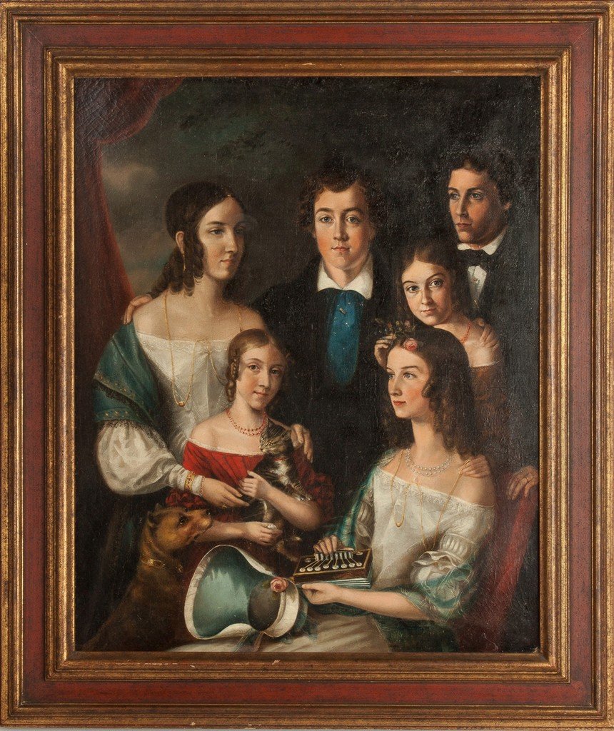 Portrait of a Six Young People with Cat, Dog and (1 of 3)