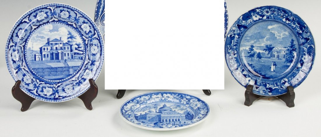 Three Historical Blue Staffordshire Plates (1 of 1)