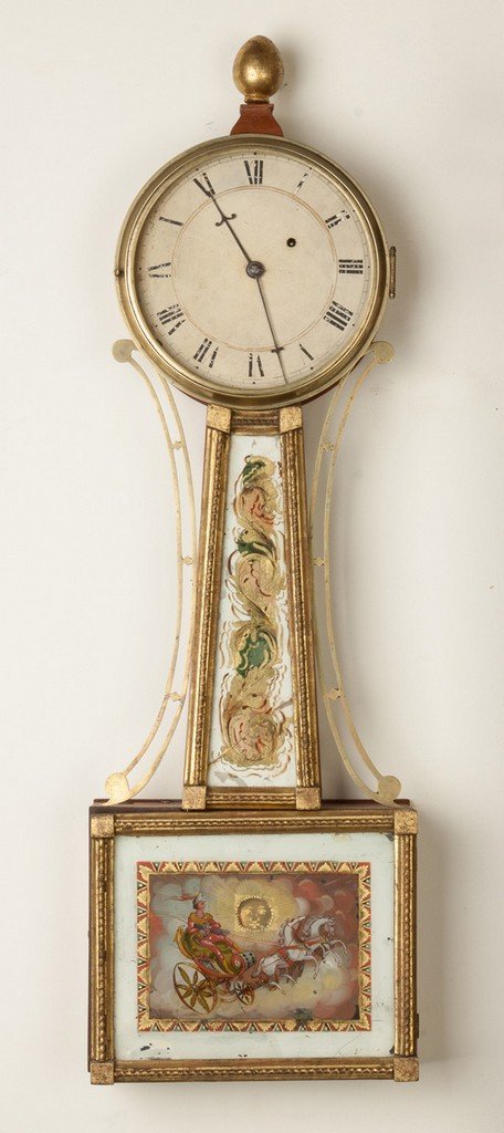 New England Gilt Front Banjo Clock (1 of 4)