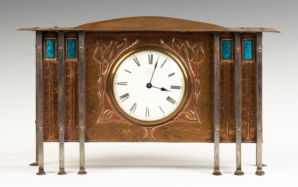 Hammered Copper and Steel Shelf Clock (1 of 2)