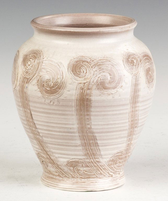 Arthur Baggs Incised and Decorated Art Pottery  Vase (1 of 2)