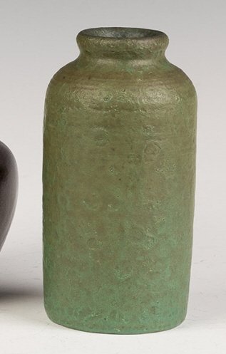 Arts and Crafts Green Vase: Arts and Crafts Green Vase. Signed with conjoined JB. Ht 5".
