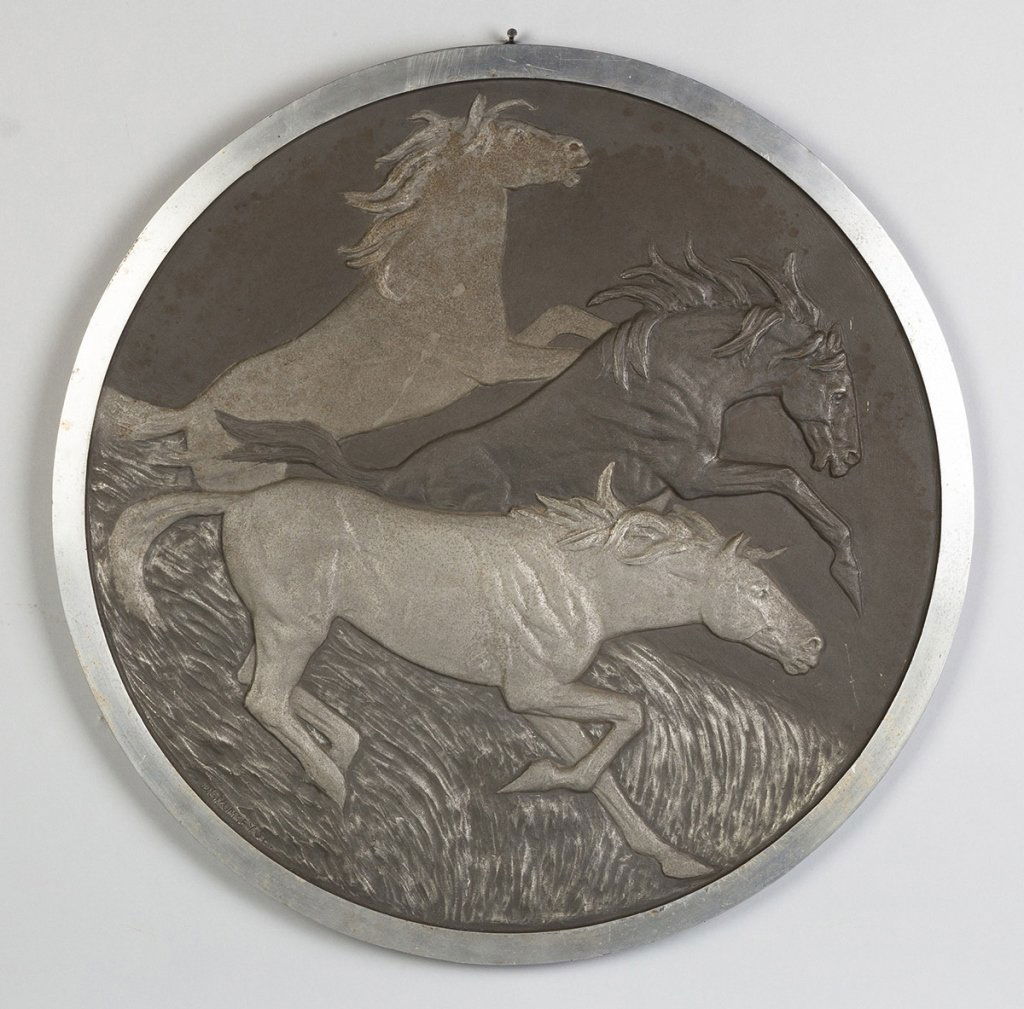 Cast Aluminum Wall Plaque, Three Stallions (1 of 2)