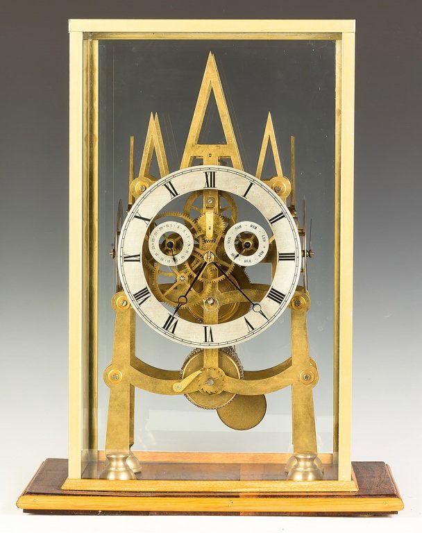 Five Dial Brass Gothic Style Skeleton Clock (1 of 4)
