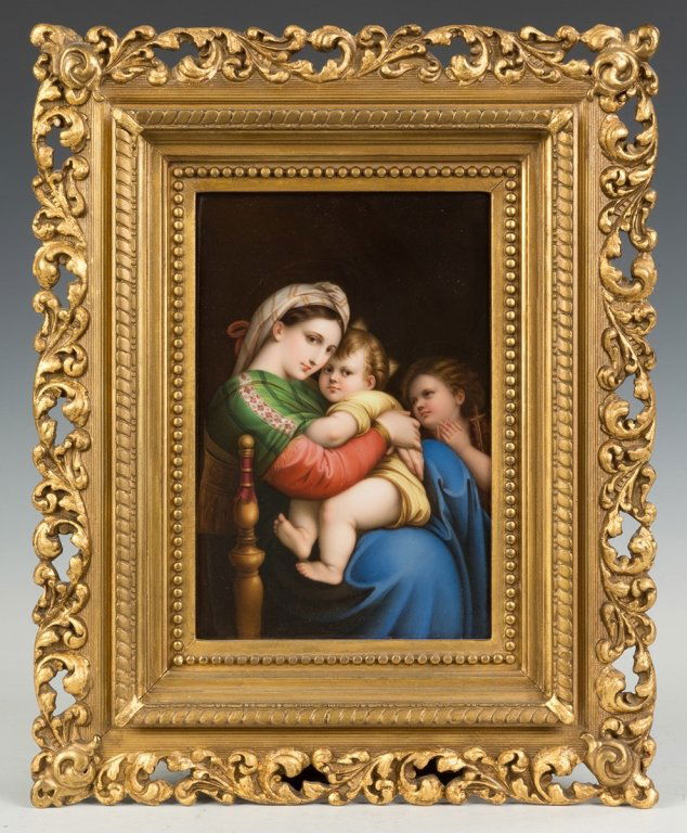 German Hand Painted Porcelain Plaque of Madonna & (1 of 1)