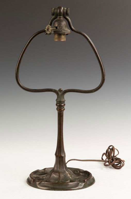 Tiffany Studios Bronze Harp Shaped Table Lamp Base (1 of 1)