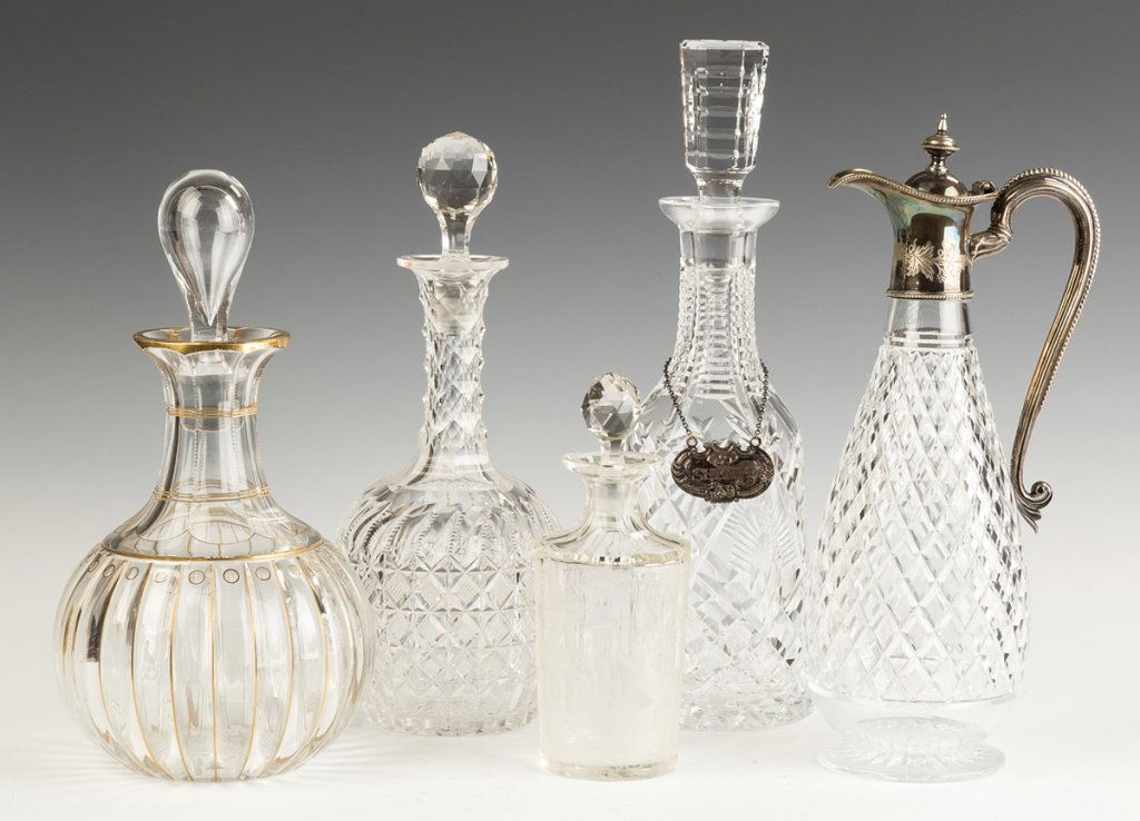 Group of Various Cut Glass and Etched Decanters  and (1 of 1)
