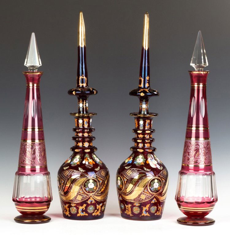 2 Pair Bohemian Decanters (1 of 2)