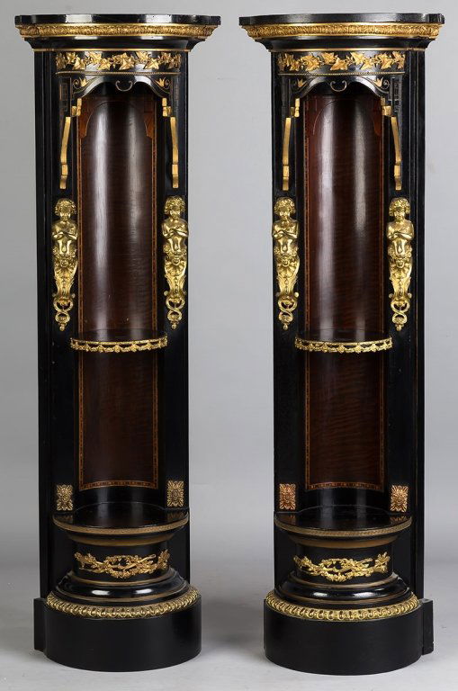 Pair Victorian Inlaid and Ebonized Corner Shelves (1 of 2)