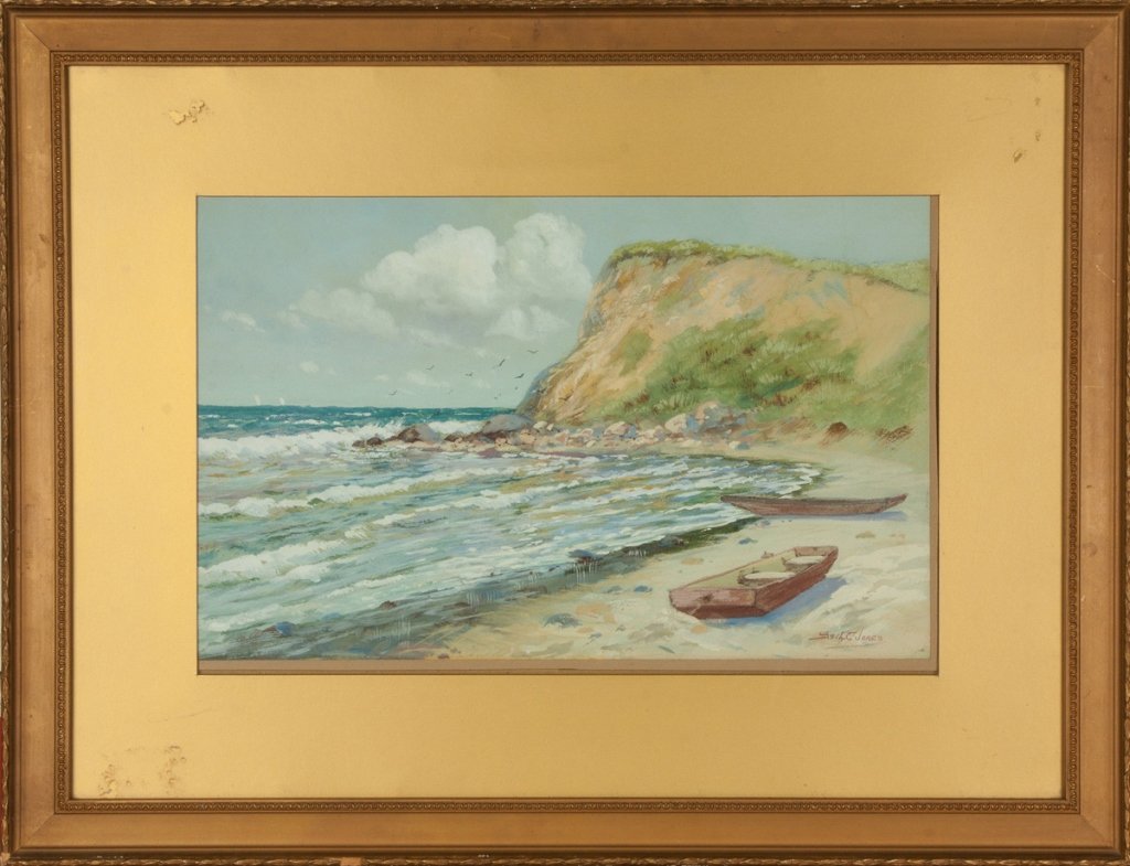 Seth Corbett Jones (American, 1853-1929) Lake Scene: Seth Corbett Jones (American, 1853-1929) Lake Scene. Signed lower right, Seth. C. Jones. Watercolor/Gouache. 10 1/2" x 16 3/4". Property of the Strong, sold to benefit the museum's collections fund.