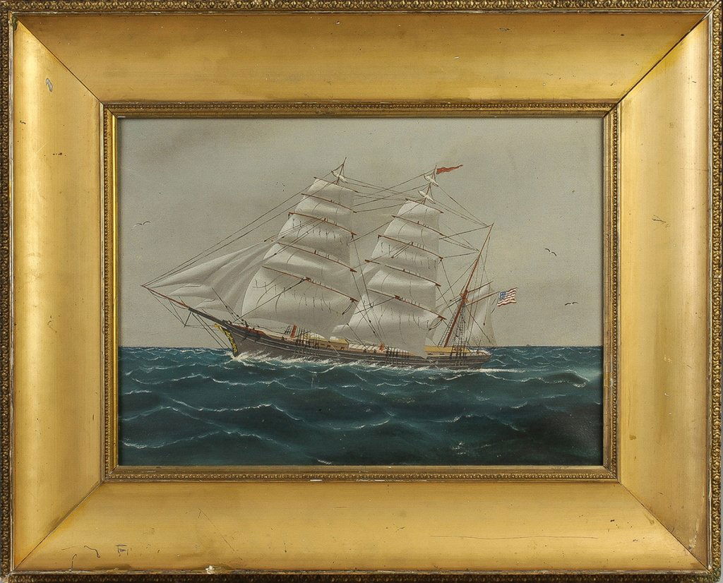 Late 19th Cent Painting of an American Clipper   Ship (1 of 2)
