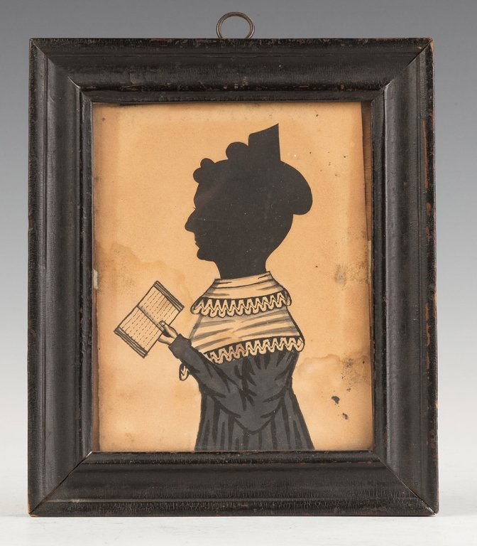 Watercolor Silhouette of Lady with Book (1 of 2)