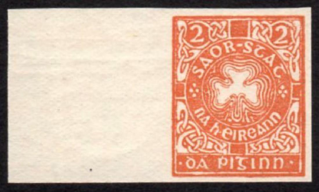 O'Loughlin, Murphy & Boland Essay: Imperf. 2d chestnut: imperf. 2d chestnut with wide margin left, u/m mint, only slightly patchy gum, very fresh, a superb example of this scarce colour. Hib. E147.