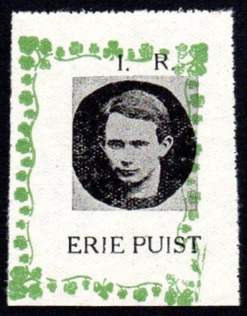 Erie Puist: Con Colbert: 1916 "Erie Puist" vignette Con Colbert, u/m mint with black offset and minor gum creasing, very fresh, a choice example! Hib. L39.