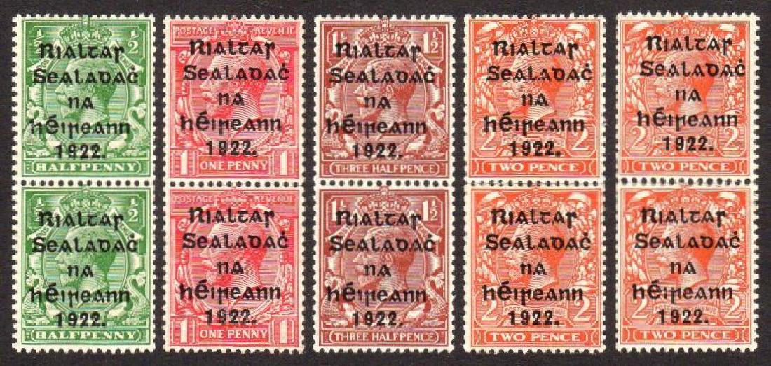 Harrison Coil: Rialtas Set ½d to 2d (both): Rialtas Set ½d to 2d (both) in vert. coil-join pairs with fine to superb perfs., one stamp in each pair lightly hinged, very fresh, a difficult assembly. SG 26-29a, Hib. TJ2, 4, 6, 8, 10.