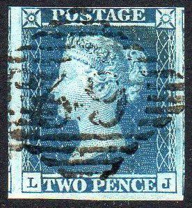 G.B. used in Ireland, 1841 2d Pl. 3 LJ (square "J"), 4 (1 of 1)