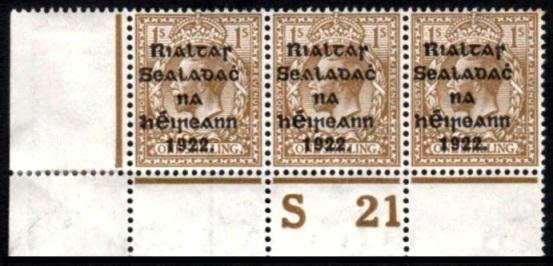 Thom Black, 1/- corner strip of three from base Pl. 2 (1 of 1)