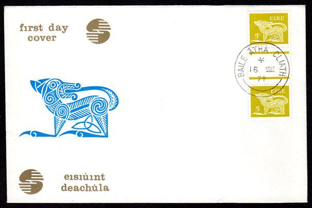 Gerl Definitives, 1974-6 no wmk. 5p Dog gutter pair on (1 of 1)