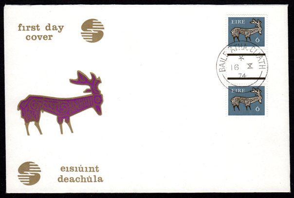 Gerl Definitives, 1974-6 no wmk. 6p Stag gutter pair on (1 of 1)