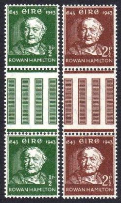 Commemorative, 1943 Hamilton set in u/m gutter pairs,: Commemorative, 1943 Hamilton set in u/m gutter pairs, lightly folded. SG 131-32, Mi. 91-2, Hib. C22-3gp.