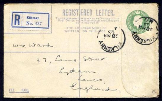 Stationery Registered Envelope, 1922 5d light green (1 of 1)