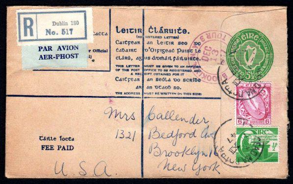 Stationery Registered Envelope, 1947 5½d Format G (1 of 1)