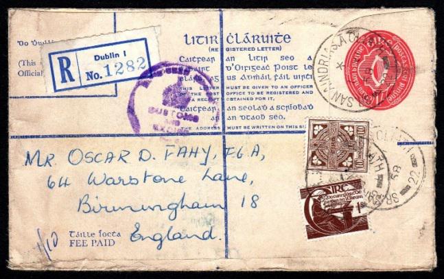 Stationery Registered Envelope, 1957 1/- format G with (1 of 1)