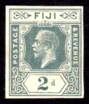 De La Rue FIJI paper trial: De La Rue paper trial "FIJI", superb u/m mint and without blue crayon defacement, rare in such superlative condition. Hib. 167 cat €525.