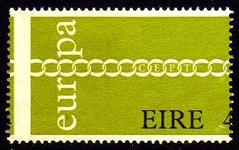 Ireland Commemorative: 1971 Europa 4p with dramatic perforation shift, u/m mint, usual slightly brownish gum (better than most known!). SG 302 var., Mi. 265 var., Hib C156e (to be catalogued).