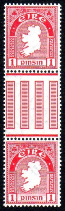 Ireland "Se" Definitive: 1d gutter pair, superb u/m and unfolded. SG 72, Mi. 41AX, Hib. D2 gp.