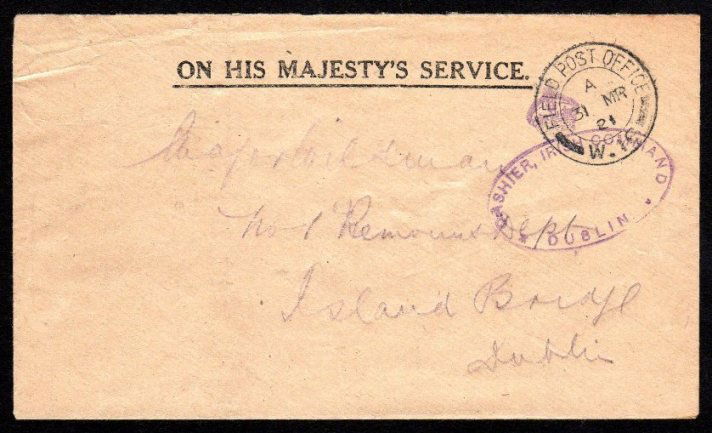OHMS: Stampless envelope with FIELD POST / OFFICE W.16 (1 of 1)