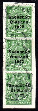 Harrison 3-line Coil: 1/2d vertical strip of 3 with (1 of 1)