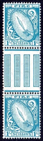 Irish Definitive "e": 1/- gutter pair (1 of 1)