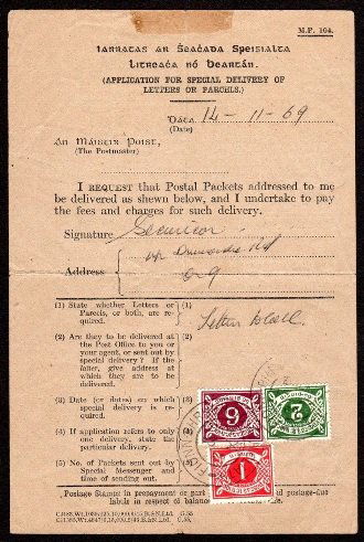 Postage Due: 1969 "Application for Special Delivery of (1 of 1)