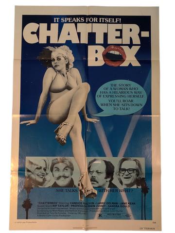 Chatterbox! Poster, U.S. One-Sheet (1977): Chatterbox! (Lips Productions, 1977) poster, U.S. one-sheet. Comedy, Broadway Comedy. Starring Candice Rialson, Larry Gelman, Jane Kean, Perry Bullington, Arlene Martel, Michael Taylor, Cynthia Hoppen