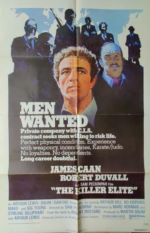 The Killer Elite (1975) Movie Poster: The Killer Elite (United Artists, 1975). One Sheet. Starring: James Caan and Robert Duvall. There are fold lines, creases, marks and paper loss. Fine. (27" X 41").