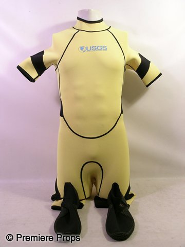 Piranha 3D Novak Radzinsky (Adam Scott) Wetsuit Mo: Piranha 3D - Direct from the set, this is Novak Radzinsky's (Adam Scott) screen worn, hero, yellow and black with zipper in the back, short sleeve 'USGS United States Geological Survey' on the chest w