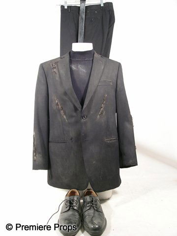 Resident Evil 4 Albert Wesker (Shawn Roberts) Scre: Resident Evil Afterlife - This is Albert Wesker's (Shawn Roberts) screen worn for stunt, very dirty black two button with front pockets, shoulder pads, bloody scrapes on the front, 'DKNY' suit jacket,
