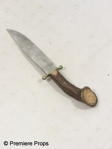 Inglourious Basterds Pfc. Michael Zimmerman (Micha: Inglourious Basterds - Pfc. Michael Zimmerman (Michael Bacall) screen used, hero, brown wood organic looking handle with silver sharp metal blade, dagger with brown leather sheath. (approx. 12" long)