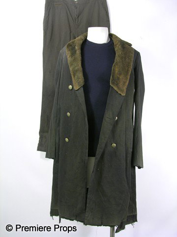 Book of Eli Carnegie (Gary Oldman) Bloody Movie Co: Book of Eli - Carnegie (Gary Oldman) WORN OUT with minor blood stains black "Helmut Lang" overcoat with fur-lined collar (Size M), navy "Gap" long sleeve crewneck thermal (Size M), brown "Converse Joh