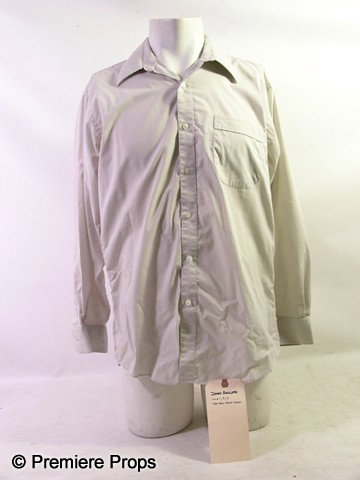 Peacock John Skillpa (Cillian Murphy) Hero Movie C: Peacock - John Skillpa (Cillian Murphy) screen worn, hero, light grey button up the front, collar, long sleeve dress shirt. Includes wardrobe tag!