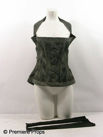 Resident Evil 4 Alice (Milla Jovovich) Movie Costu: Resident Evil Afterlife - Alice (Milla Jovovich) slightly dirty, black and gray nylon, criss cross straps, with strap on the shoulders, button front, custom made vest, (no size, 'Alice' written on the