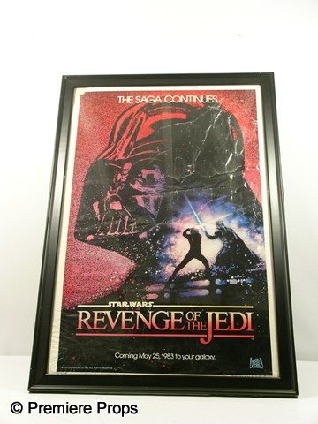 Star Wars: Revenge of the Jedi Original Poster Mov: Star Wars: Revenge of the Jedi - From Chris Kattan's personal collection this is an original "Star Wars Revenge of the Jedi" movie poster framed in black wood and glass frame. (approx. 44" x 30 1/2").