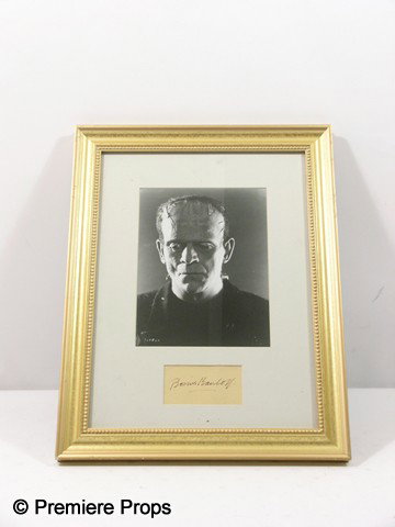 Frankenstein Boris Karloff (The Monster) Photo & A: Frankenstein (1931) - From Chris Kattan's personal collection this is a photo of The Monster in Frankenstein, with the autograph of Boris Karloff (The Monster) on a index card, framed and matted in a 